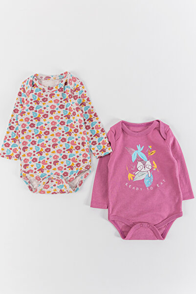 Babymod Koala Figürlü 2'li Kız Bebek Çıt Çıtlı Body Zıbın Takımı