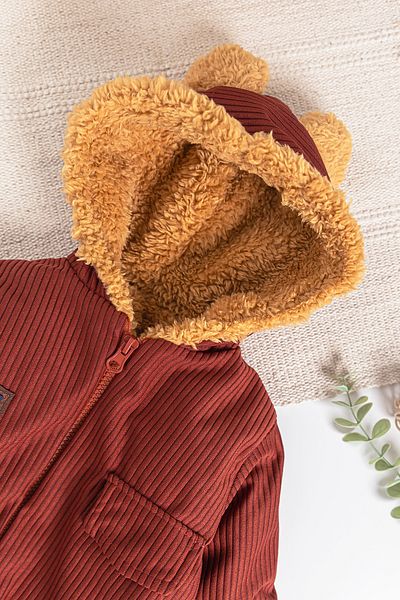 Babymod Plush Velvet Jumpsuit for Baby Boy - With Crest Detail