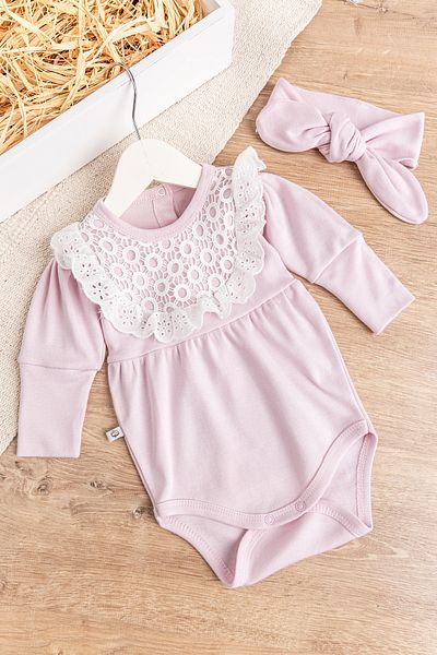 Babymod Baby Girl Jumpsuit with Laced Bandanas Baby Snap Bodysuit