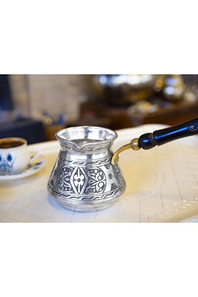 Bakır Concept Silver Colored Copper Coffee Pot for 7 People - Pearl Handle Bu...