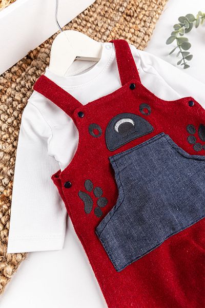 Babymod Teddy Bear Embroidered Baby Boy Jumpsuit Salopet Set