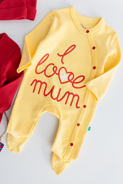 Babymod I Love Dad Fan Yellow Red Double Baby Jumpsuit Set