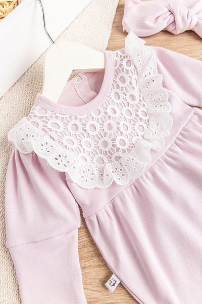 Babymod Baby Girl Jumpsuit with Laced Bandanas Baby Snap Bodysuit