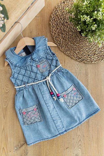 Babymod Girl's Strap Summer Denim Dress Children's Gilet