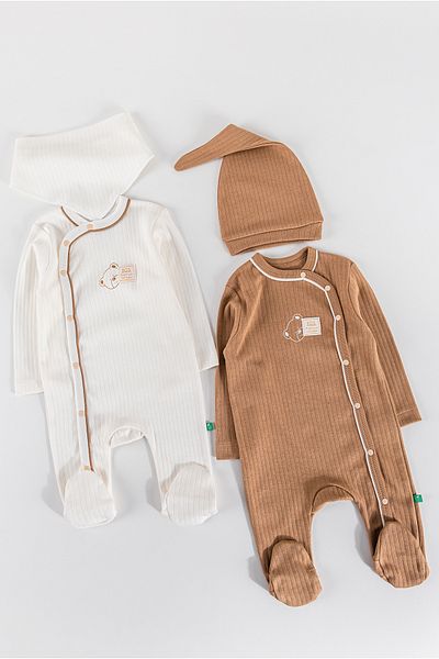 Babymod Teddy Bear Printed 2-Piece Long Sleeve Baby Girl/Boy Jumpsuit Set