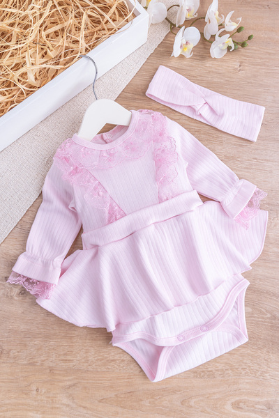 Babymod Dantel Yakalı Bandanalı Kız Bebek Elbise Bebek Tulum