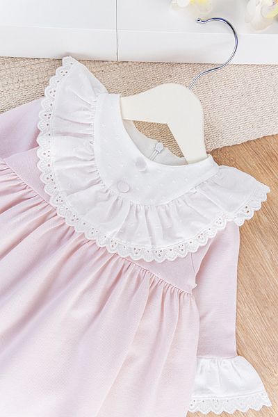 Babymod Scallop Detailed Long Sleeve Pink Baby Girl Dress