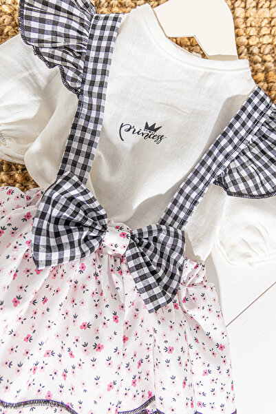 Babymod Floral Patterned Frilly Baby Girl Jumpsuit Salopet Set