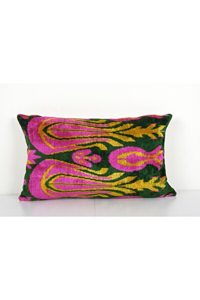 etnikbulvar Geometric Desenli Renkli Kadife Ikat Yastık Kılıfı (İÇLİKSİZDİR)