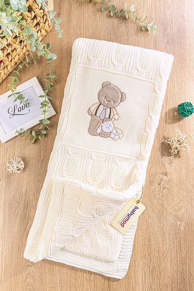 Babymod Teddy Bear Figured Knitwear Baby Blanket