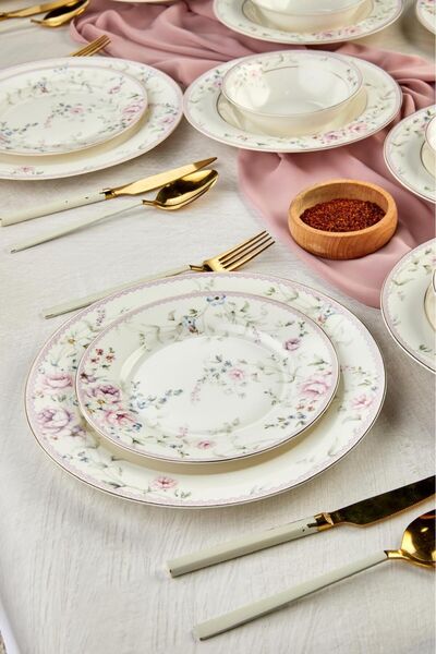 NOVVO Bahar Esintisi New Bone 24 Parça Yemek Takımı