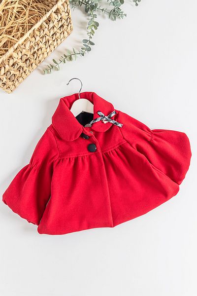 Babymod Baby Girl Coat with Balloon Sleeves and Collar