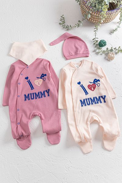 Babymod I Love Mummy Printed 2-Piece Long Sleeve Baby Girl/Boy Jumpsuit Set