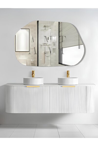 ant home Asimetrik Ayna, Dekoratif Ayna, 85*55 Konsol Aynası, Dresuar Aynası,...