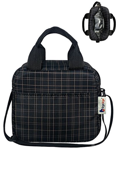 Bye Bye Beslenme Çantası Ve Termos Yemek Taşıma Çantası Omuz Askılı-siyah Ekose