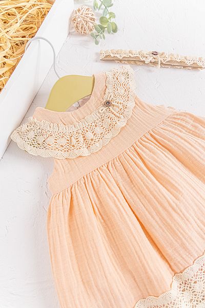 Babymod Guipure Collar Bandana Summer Muslin Baby Dress