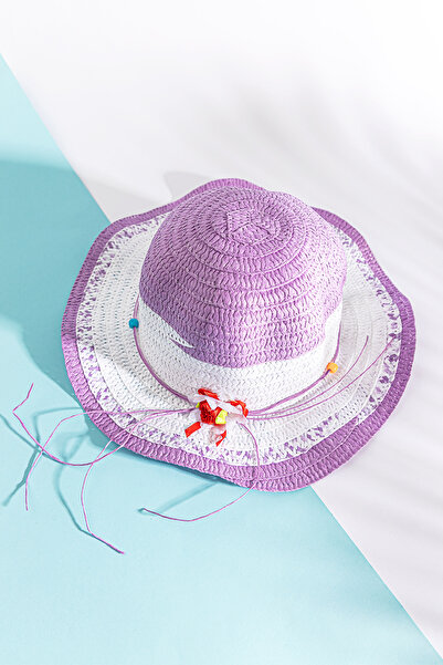 Babymod Дівчачий солом'яний капелюх з бісерним оздобленням