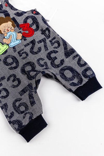 Babymod Figure Embroidered Baby Boy Jumpsuit Salopet Set
