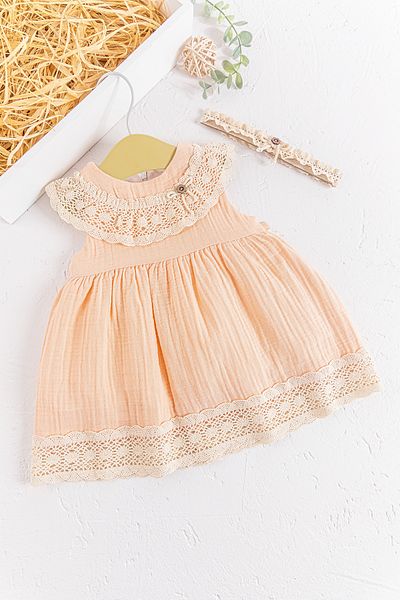 Babymod Guipure Collar Bandana Summer Muslin Baby Dress