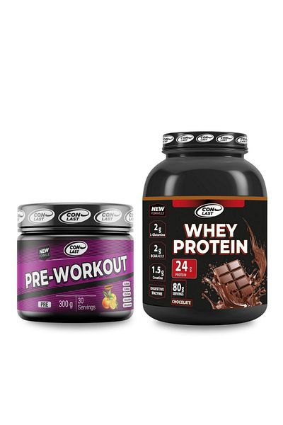 Conlast 2000g Whey Protein - Pre Workout 300g Orange