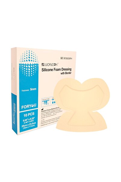 luofucon Silikon Jel Yapışkan Kenarlı Çok Katmanlı Köpük Yara Örtüsü 25x23,5cm Topuk