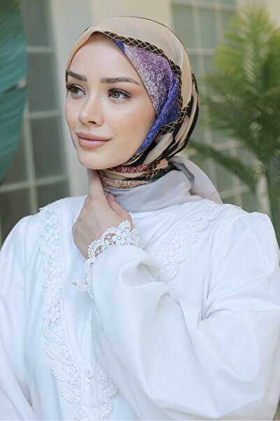 Bestenur Soft Jayla Patterned Scarf 1010 - Stone