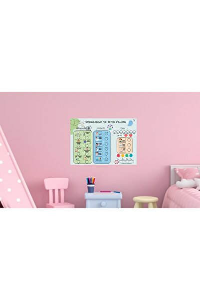 Hdg Eğitici Mıknatıslı Günlük Sorumluluk Panosu 30x42 cm + mıknatıslı stickerlar - 4-9 yaş