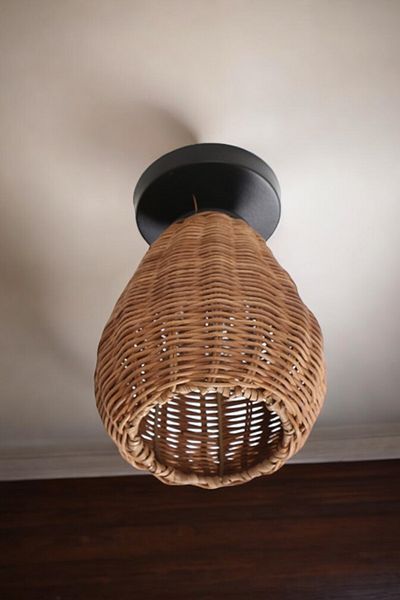 oceanpoint 20cm Rattan Ceiling - Plafonier Handmade, Lighting Natural Design Hall, Living Room, Kitchen, Children's Room