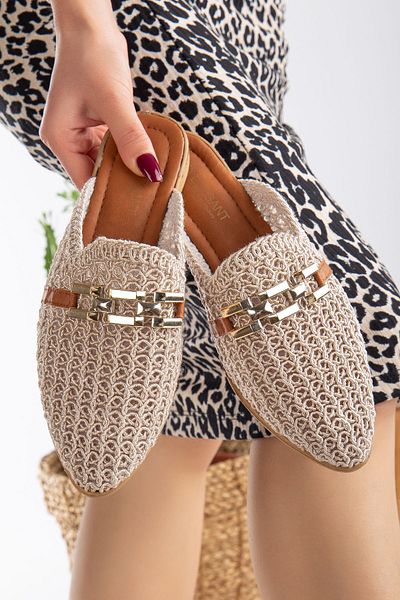 Women's Lace Embroidered Chain House Slippers Outdoor Slippers