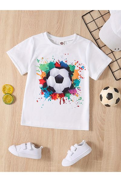 Let's Wear Μπλουζάκι για αγόρι με πολύχρωμη στάμπα μπάλα ποδοσφαίρου