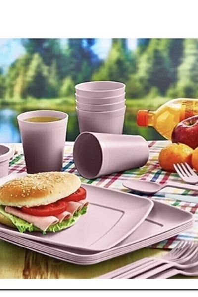 HOLLYHOME Magic 31 Piece Picnic Set for 6 People with Zipper Bag Powder Washable Hh
