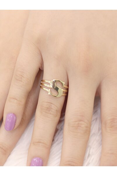 ZEYNEPLİ GOLD 14 Ayar Altın Kaburga S Harfli Yüzük