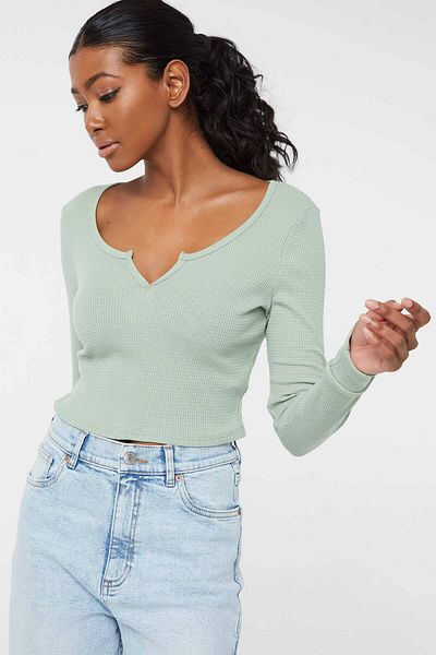Ardene Notch-Collar Cropped Tee