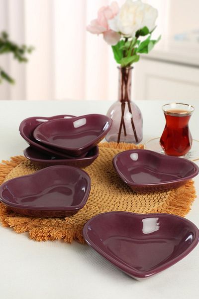 Keramika Purple Heart Snack Bowl / Sauce Bowl 14 Cm 6 Pieces 498
