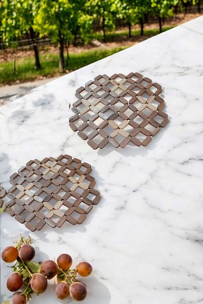 ÇEÇEN HOME Set of 2 Decorative Coasters - Flexible and Lightweight, for Pot, Pan, Teapot and Hot Dishes (17 cm)