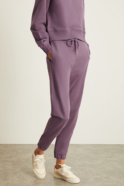 GRIMELANGE NENEH Damen-Jogginghose mit 3 Fäden, 100 % Bio-Baumwolle, elastisches Bein, Kordel, Lila