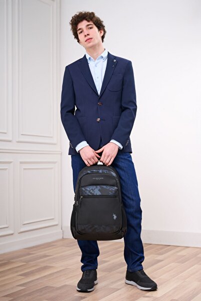 U.S. Polo Assn. US Polo Assn. 24487 - حقيبة ظهر سوداء للأعمال مع حجرة للكمبيو...