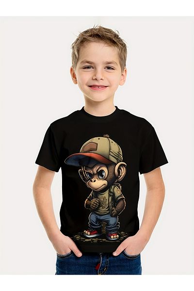 Let's Wear Тениска за момче - с щампа на маймунка