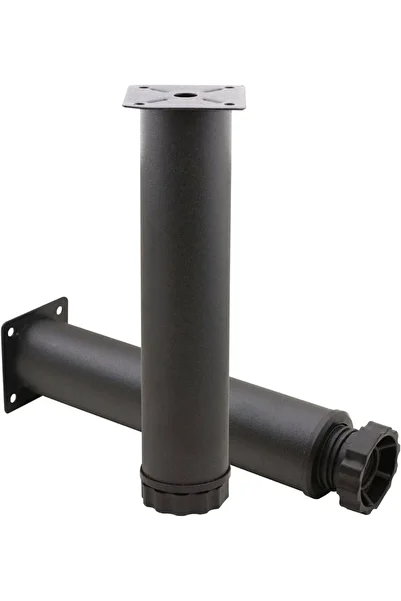 Taşkın Aksesuar Picior pentru tub metalic 18 cm Culoare negru mat Diametru 42 mm Picior reglabil pentru scaun Picior pentru masă de cafea Picior pentru mobilă