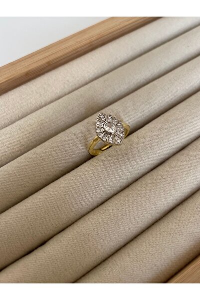Sade Accessory Ortası Yuvarlak Taşlı Serçe Parmak Yüzüğü