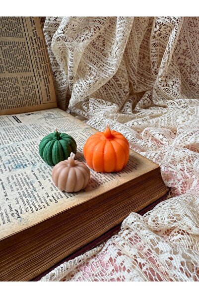 Çisem Vanilya Kokulu Dekoratif 3 boy El Yapımı Kabak Mum