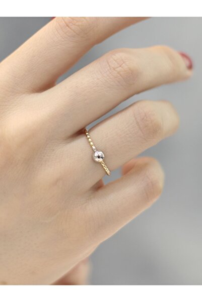 ZEYNEPLİ GOLD 14 Ayar Altın Tek Top İnce Yüzük