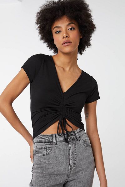 Ardene Ruched-Front Cropped Top