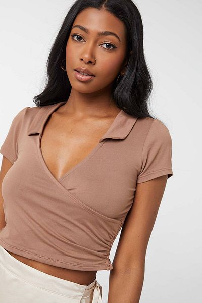 Ardene Surplice Top with Smocked back