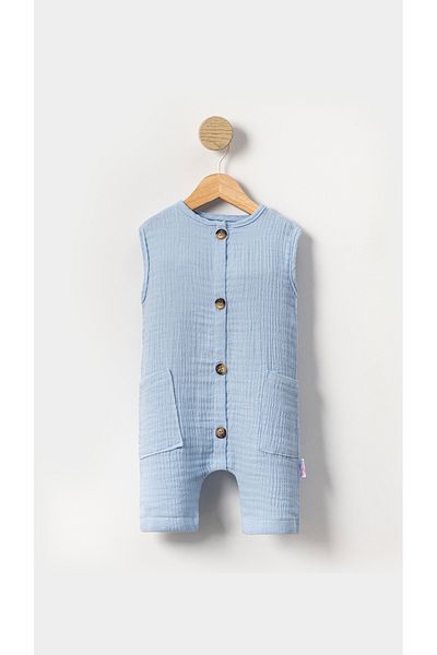 Bubito Unisex Baby and Kids Blue Sleeveless Cotton Jumpsuit