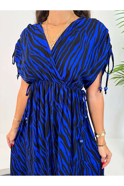 Elif Özbey Butik Φόρεμα με χάντρες Saks με σχέδιο Zebra