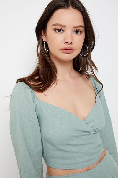 Ardene Linen Wrapped Ultra-Crop Top