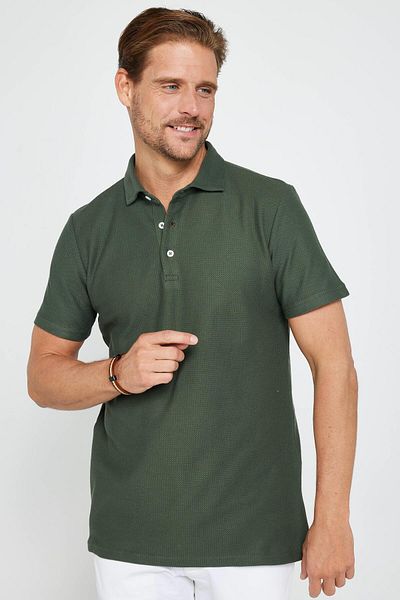 Tudors Ανδρικό T-shirt Slim Fit Slim Cut 100% βαμβάκι Pearly Khaki Polo Collar T-shirt