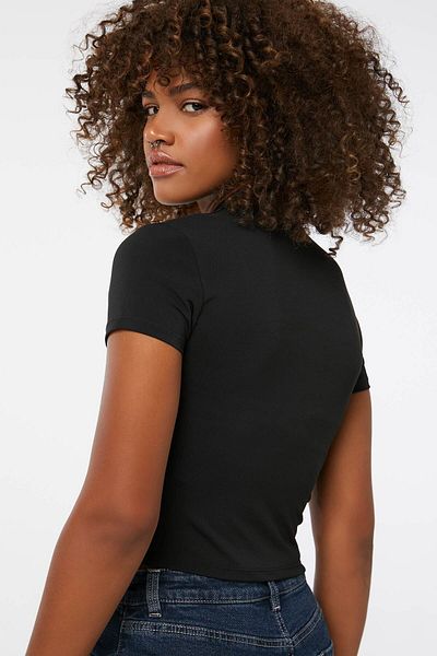 Ardene Mandarin Collar Crop Top