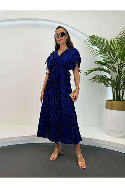 Elif Özbey Butik Φόρεμα με χάντρες Saks με σχέδιο Zebra
